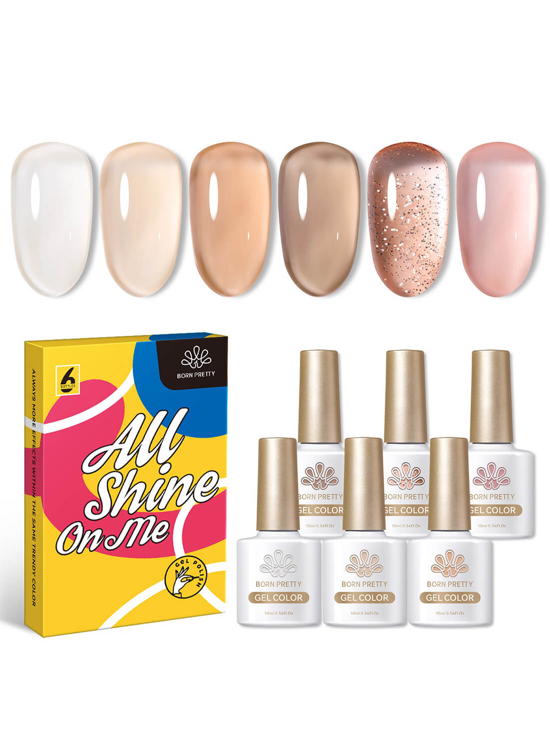 Gel Nail Polish Set, 6 Colors Gel Polish Kit, Gift for Women 10ML/Pcs