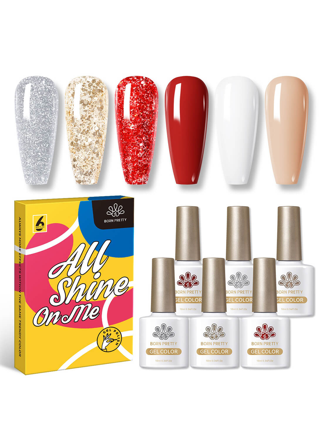 Gel Nail Polish Set, 6 Colors Gel Polish Kit, Gift for Women 10ML/Pcs