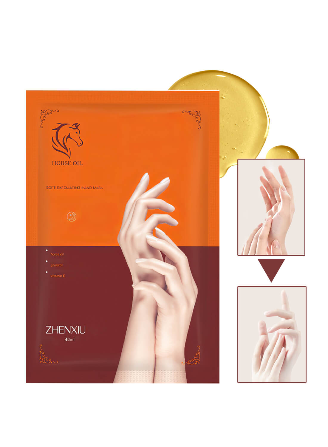 Soft Exfoliating Hand Mask with Horse Oil, Hand Peel Mask 1 Pair