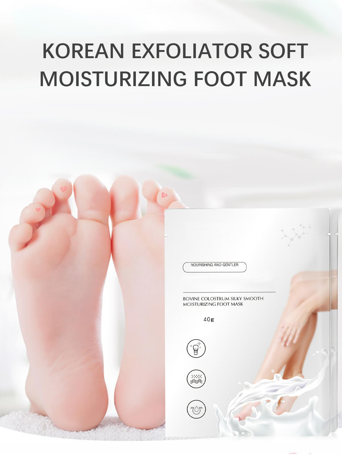 Bovine Colostrum Silky Smooth Moisturizing Foot Mask 40g/Pair