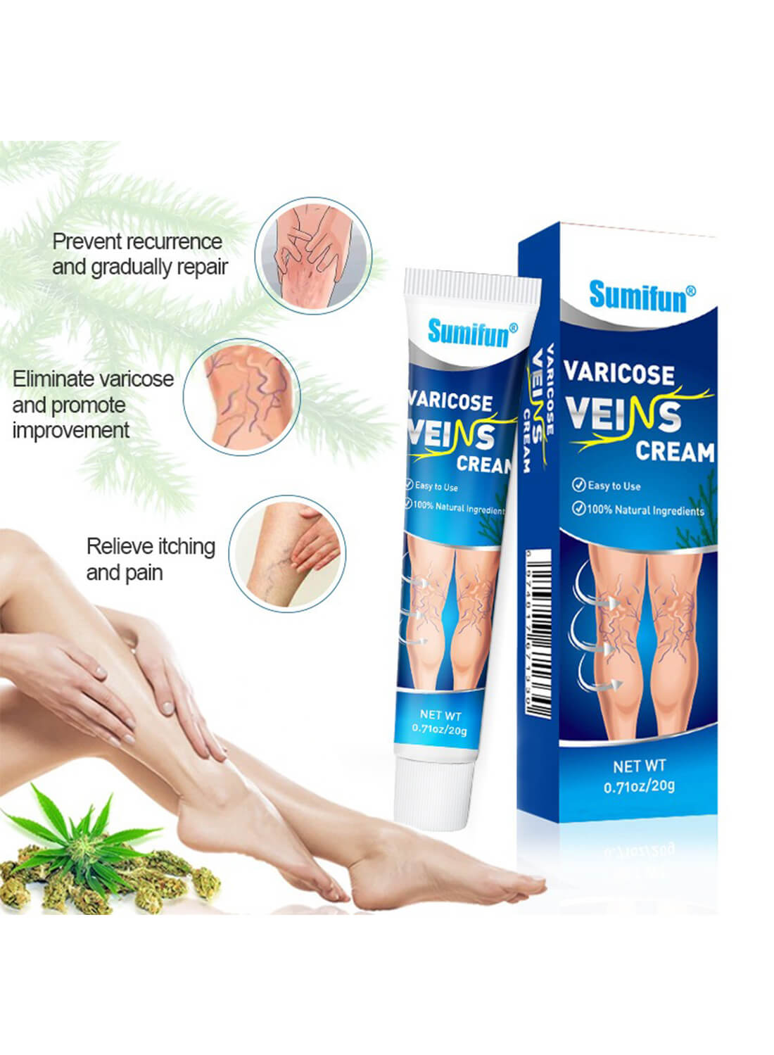 Varicose Veins Cream, Natural Varicose Veins Treatment for Legs 20g