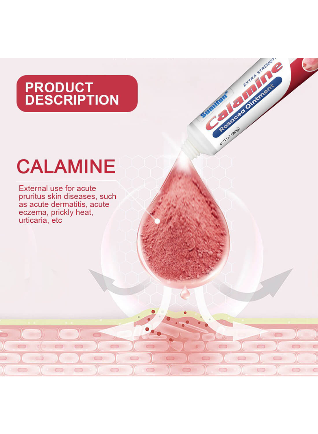 Calamine Rosacea Ointment, Effective Relieve Rosacea and Eczema 20g