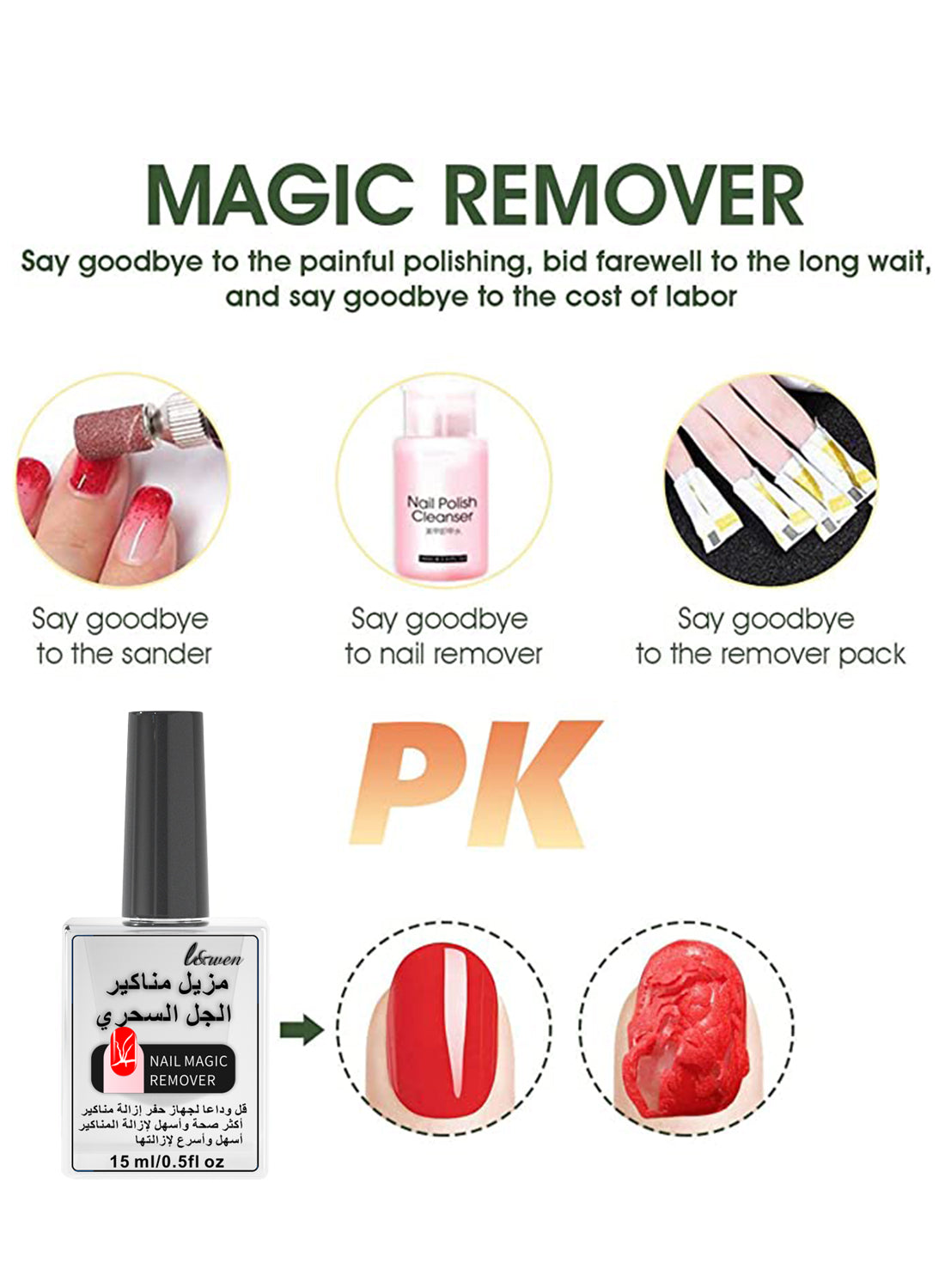 L&wen Gel Nail Polish Remover Kit 15ml*3