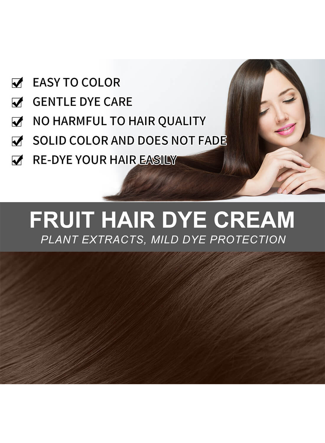 Natural Fruit Hair Dye with Comb for Grey Hair Coverage 80ml