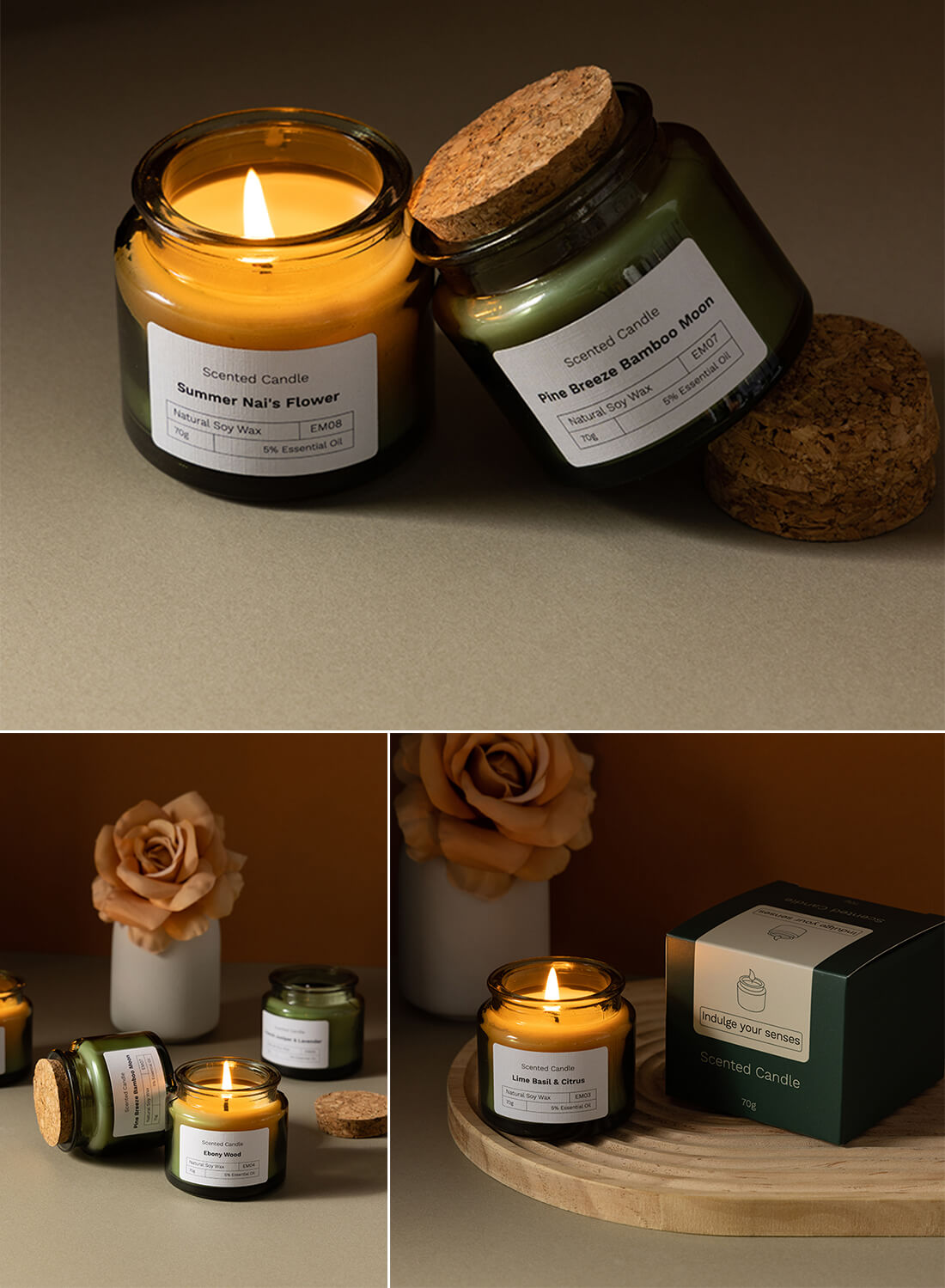 Scented Candles, 12 Hours of Burn Time 70g