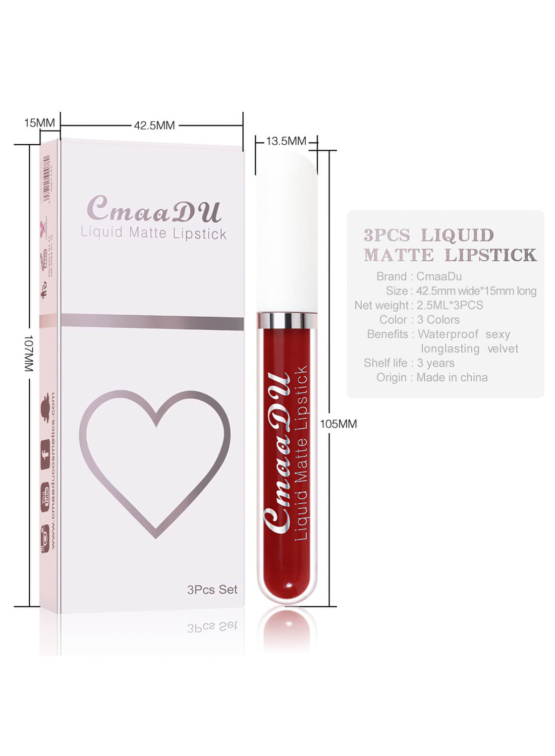 CmaaDu 3Pcs Lip Gloss Set