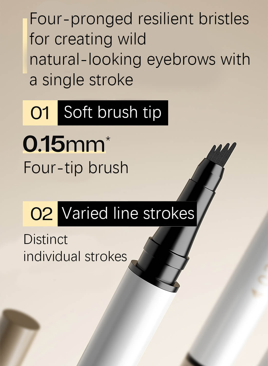 Eyebrow Pen with Micro-Fork Tip, 4 Tip Microblade Eyebrow Pen