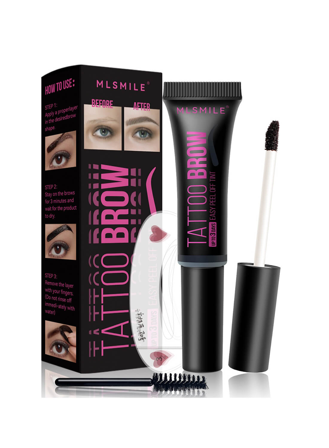 Peel Off Tattoo Eyebrow Gel, Semi Permanent Brow Tint, Last Up to 3 Days