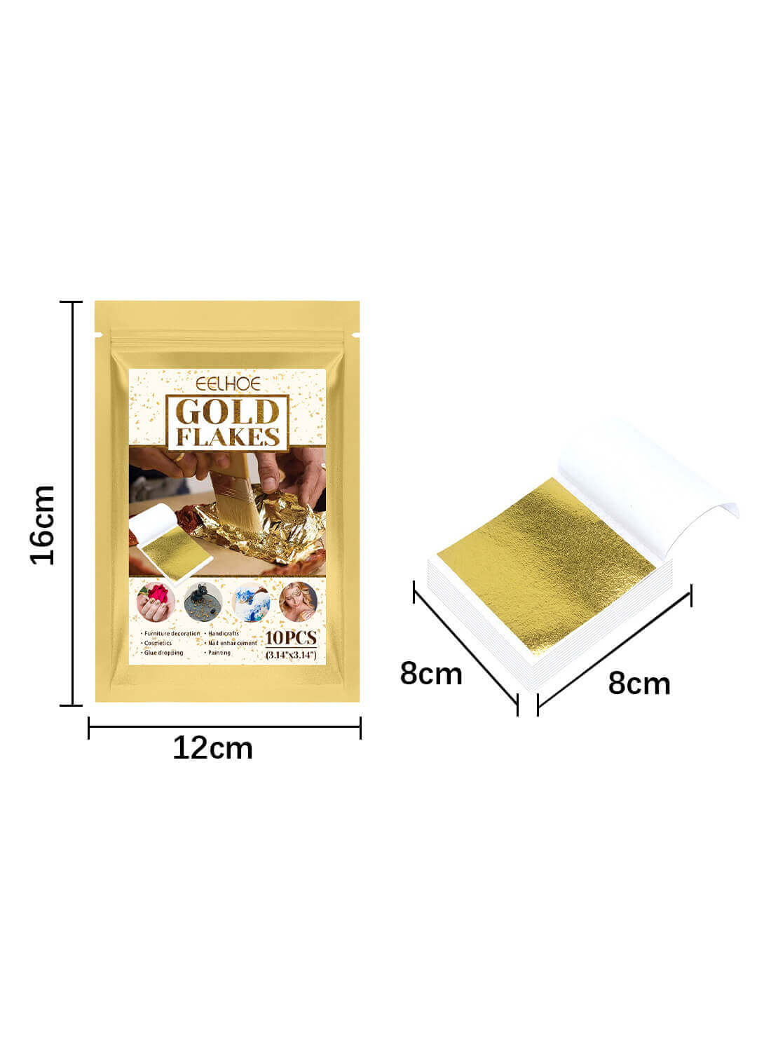 Gold Flakes, Multifunctional Gold Leaf Flakes for Resin 10Pcs