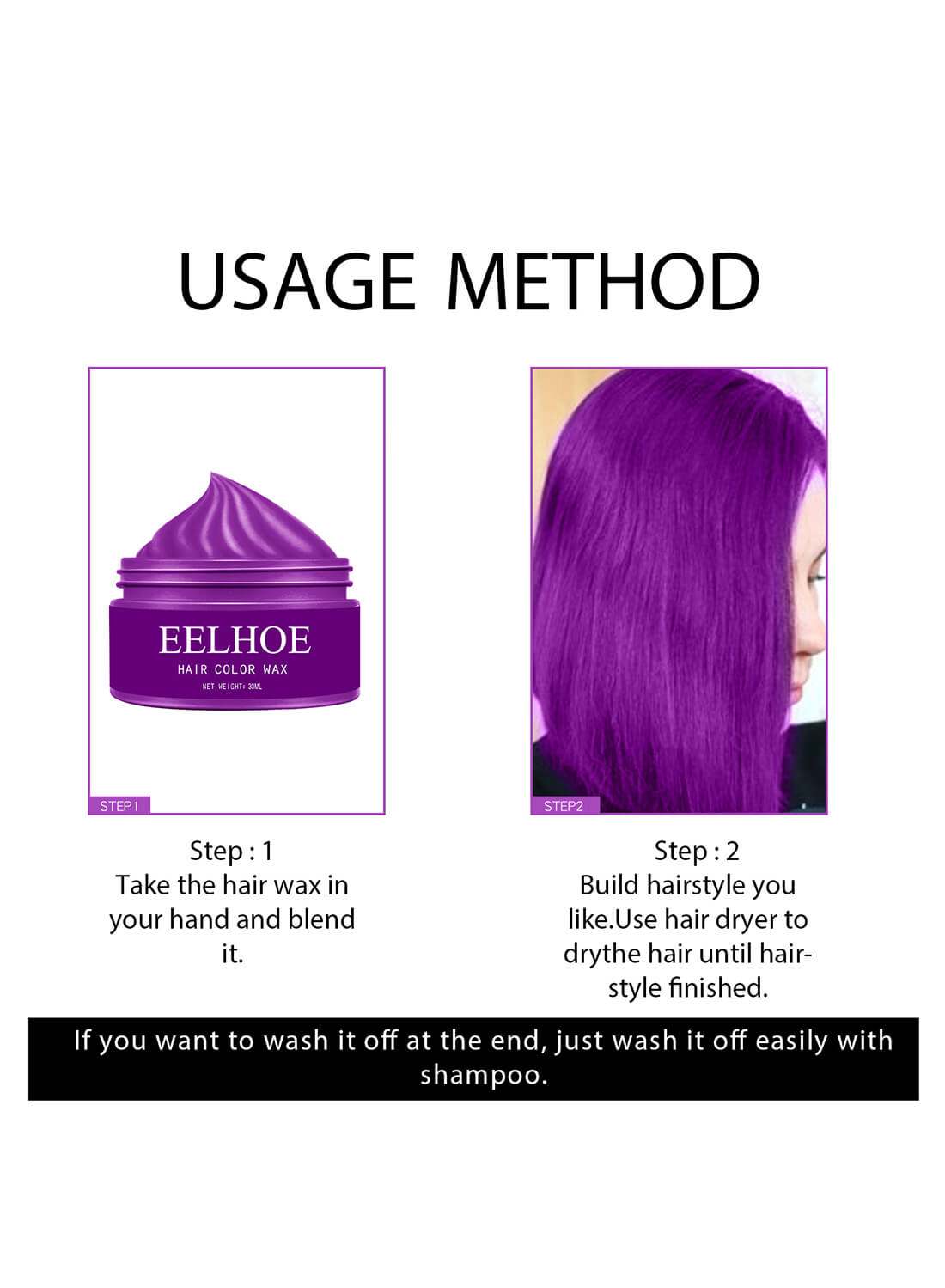 EELHOE Hair Color Wax Dye Styling Cream 30ML