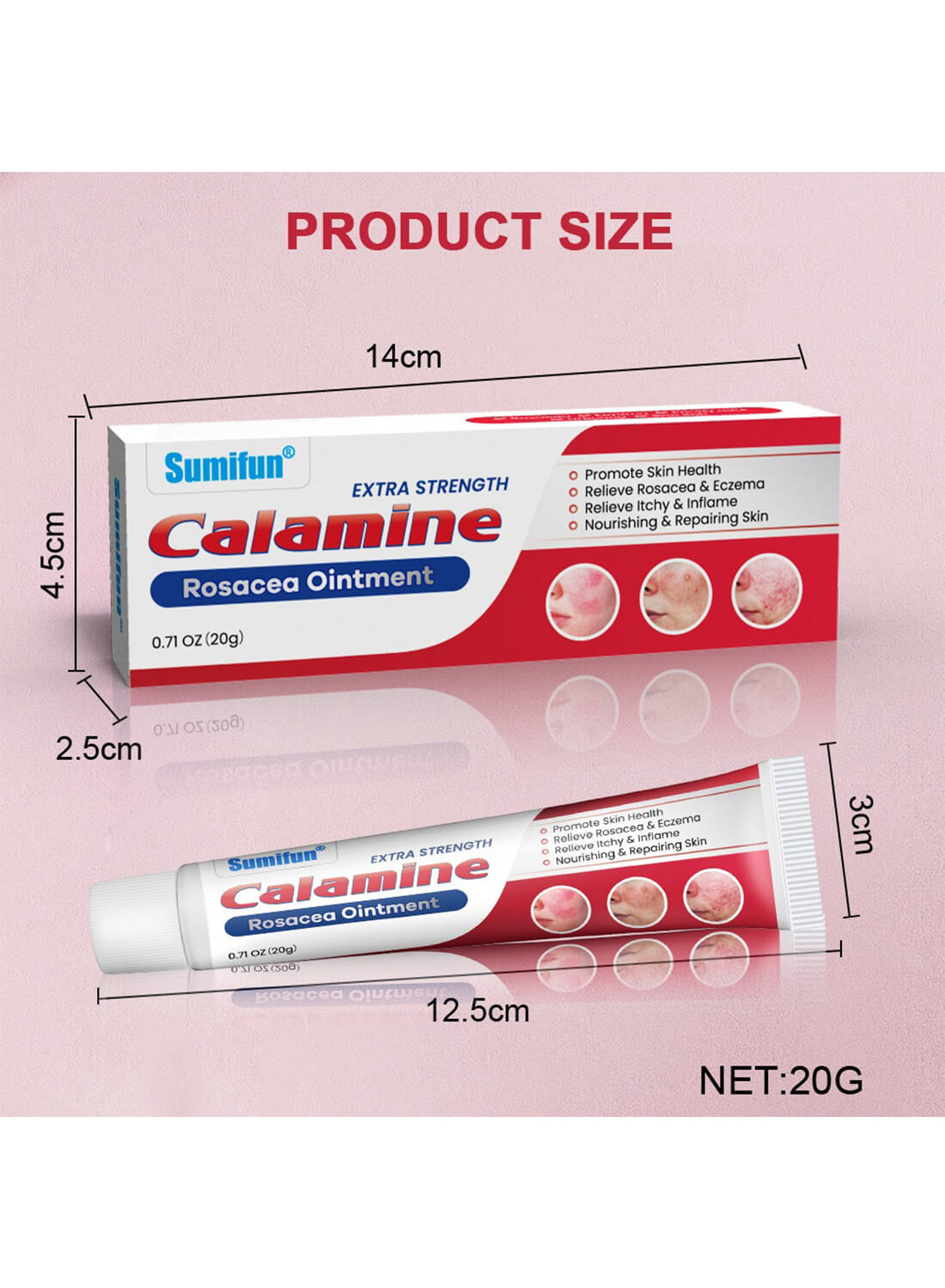 Calamine Rosacea Ointment, Effective Relieve Rosacea and Eczema 20g