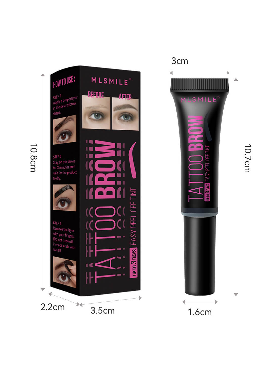 Peel Off Tattoo Eyebrow Gel, Semi Permanent Brow Tint, Last Up to 3 Days