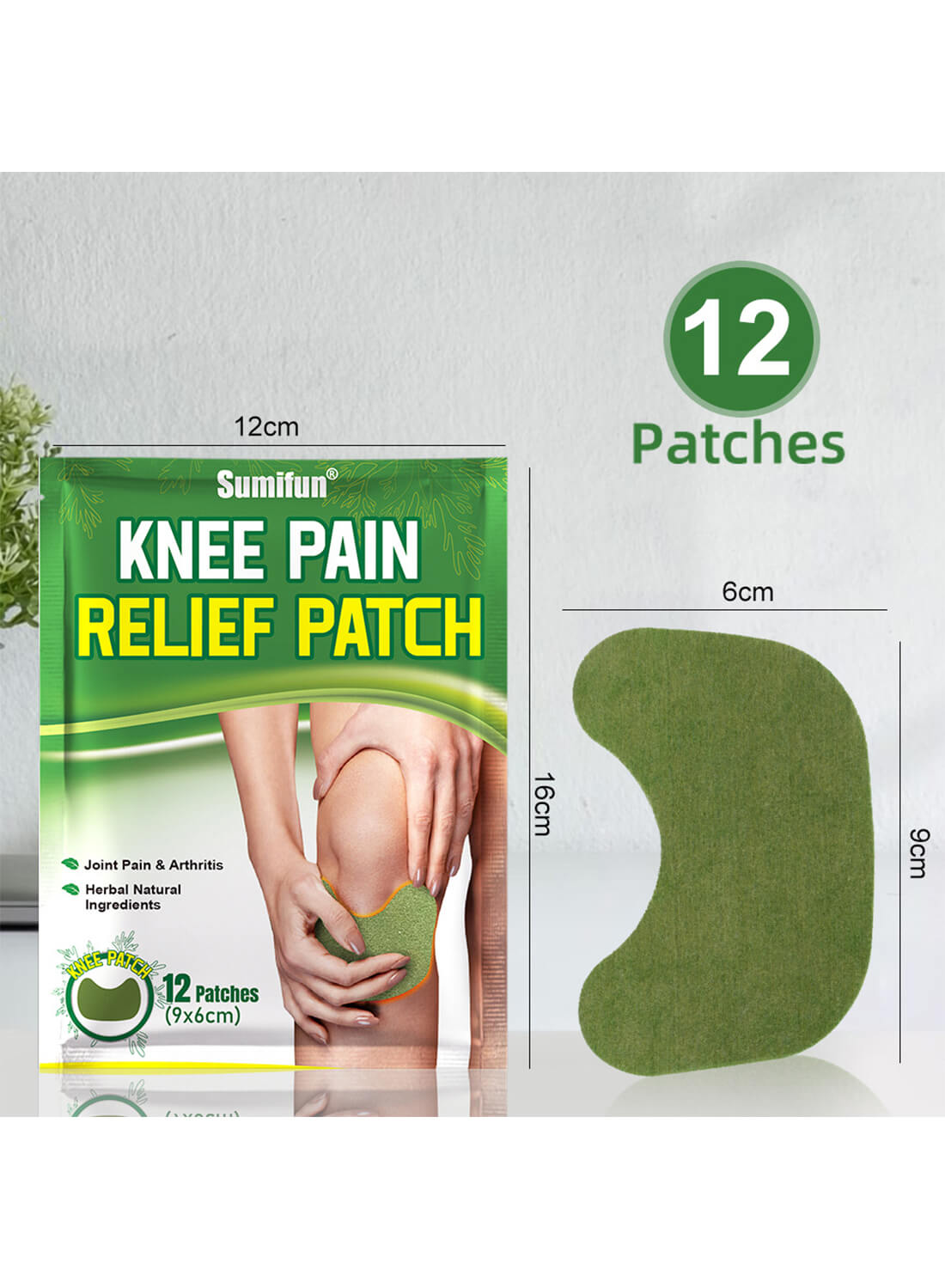 Knee Pain Relief Patch for Knee Back Neck Shoulder (12Pcs)